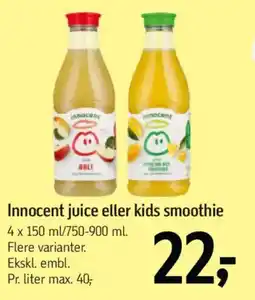 Føtex Innocent juice eller kids smoothie tilbud