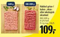 Føtex Hakket grise-/ kalve-, okse- eller økologisk oksekød tilbud