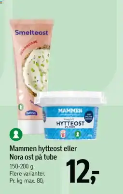 Føtex Mammen hytteost eller Nora ost på tube tilbud