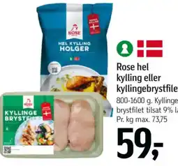 Føtex Rose hel kylling eller kyllingebrystfilet tilbud
