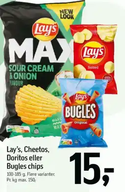 Føtex Lay's, Cheetos, Doritos eller Bugles chips tilbud