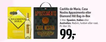Føtex Castillo de Maria, Casa Nostra Appasimento eller Diamond Hill Bag-in-Box tilbud
