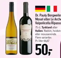 Føtex Dr. Pauly Bergweiler Mosel eller Le Arche Valpolicella Ripasso tilbud