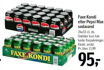 Føtex Faxe Kondi eller Pepsi Max sodavand tilbud