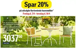 Føtex F.eks. Kerteminde cafébord 0.80 cm med 2 Kerteminde havestole tilbud