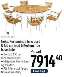 Føtex F.eks. Kerteminde havebord 0130 cm med 6 Kerteminde havestole tilbud