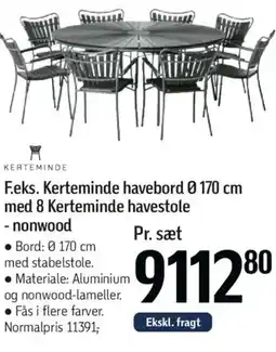 Føtex F.eks. Kerteminde havebord 0170 cm med 8 Kerteminde havestole - nonwood tilbud