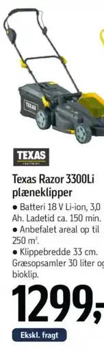 Føtex Texas Razor 3300Li plæneklipper tilbud