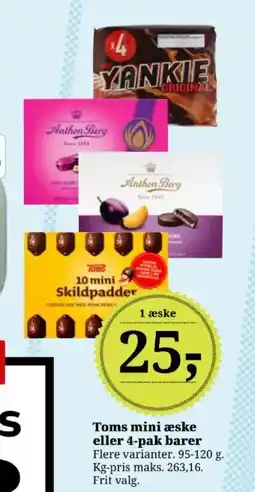 Dagli'Brugsen Toms mini æske eller 4-pak barer tilbud