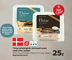 SuperBrugsen Thise økologisk skiveost med chili eller peber tilbud