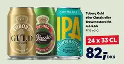 BorderShop Tuborg Guld eller Classic eller Brewmasters IPA 4,6-5,6% tilbud