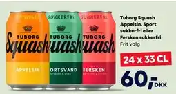 BorderShop Tuborg Squash Appelsin, Sport sukkerfri eller Fersken sukkerfri tilbud