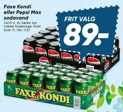 Bilka Faxe Kondi eller Pepsi Max sodavand tilbud