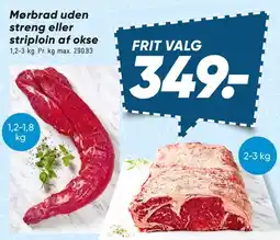 Bilka Mørbrad uden streng eller striploin af okse tilbud