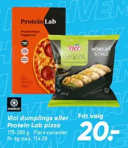 Bilka Vici dumplings eller Protein Lab pizza tilbud