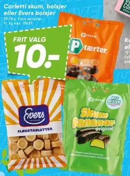 Bilka Carletti skum, bolsjer eller Evers bolsjer tilbud