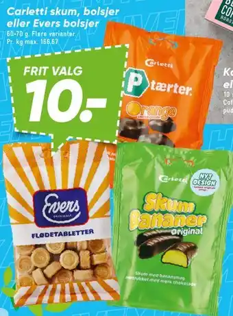 Bilka Carletti skum, bolsjer eller Evers bolsjer tilbud
