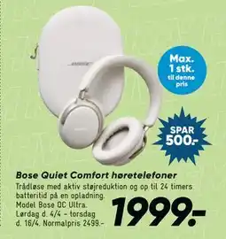 Bilka Bose Quiet Comfort høretelefoner tilbud