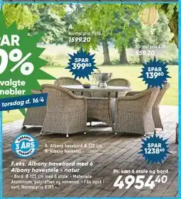 Bilka Albany havebord med 6 Albany havestole - natur tilbud