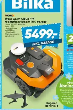 Bilka Worx Vision Cloud RTK robotplæneklipper inkl. garage tilbud