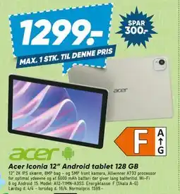 Bilka Acer Iconia 12” Android tablet 128 GB tilbud