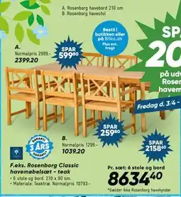 Bilka Rosenborg Classic havemøbelsæt - teak tilbud