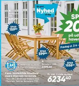 Bilka Vesterkilde havebord med 6 Stjernely havestole tilbud