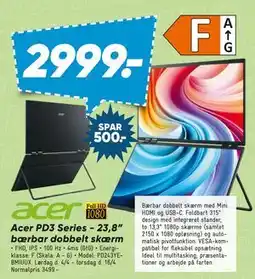 Bilka Acer PD3 Series - 23,8” bærbar dobbelt skærm tilbud