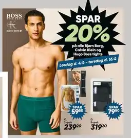 Bilka Spar 20% på alle Bjørn Borg, Calvin Klein og Hugo Boss tights tilbud