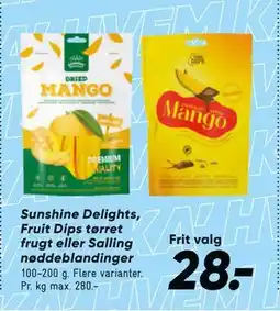 Bilka Sunshine Delights, Fruit Dips tørret frugt eller Salling nøddeblandinger tilbud