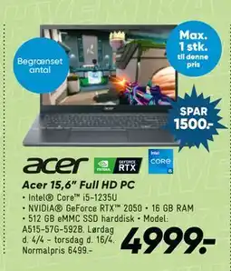 Bilka Acer 15,6” Full HD PC tilbud