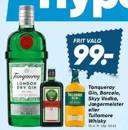 Bilka Tanqueray Gin, Barcelo, Skyy Vodka, Jægermeister eller Tullamore tilbud
