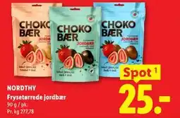 Lidl NORDTHY Frysetørrede jordbær tilbud