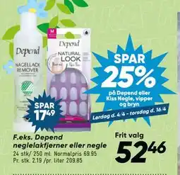 Bilka SPAR 25% på Depend eller Kiss Negle, vipper og bryn tilbud