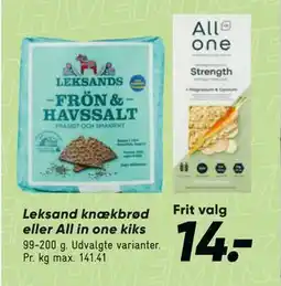 Bilka Leksand knækbrød eller All in one kiks tilbud