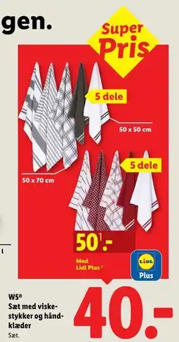 Lidl W5 Sæt med viskestykker og håndklæder tilbud