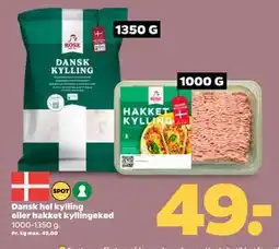 Netto Dansk hel kylling eller hakket kyllingekød tilbud