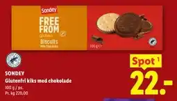Lidl SONDEY Glutenfri kiks med chokolade tilbud