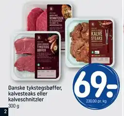 REMA 1000 Danske tykstegsbøffer, kalvesteaks eller kalveschnitzler tilbud