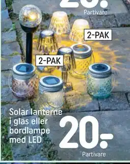 REMA 1000 Solar lanterne i glas eller bordlampe med LED tilbud