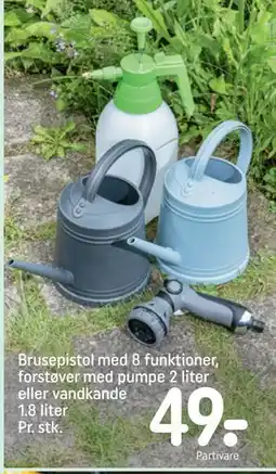 REMA 1000 Brusepistol med 8 funktioner, forstøver med pumpe 2 liter eller vandkande 1.8 liter Pr. stk tilbud