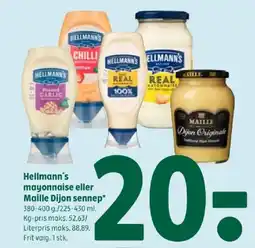 Coop 365 Hellmann's mayonnaise eller Maille Dijon sennep tilbud