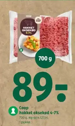 Coop 365 Coop hakket oksekød 4-7% tilbud