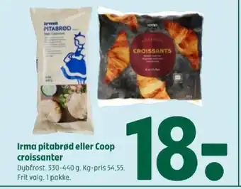 Coop 365 Irma pitabrød eller Coop croissanter tilbud