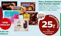 Coop 365 Mars, Snickers isbarer eller Premier ispinde tilbud