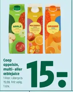 Coop 365 Coop appelsin, multi- eller æblejuice tilbud