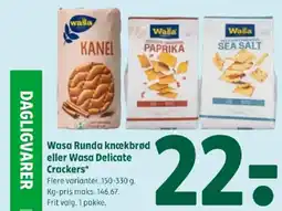 Coop 365 Wasa Runda knækbrød eller Wasa Delicate Crackers tilbud