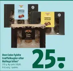 Coop 365 Dan Cake fyldte trøffelkugler eller Baileys bites tilbud