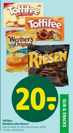 Coop 365 Toffifee Werthers eller Riesen tilbud