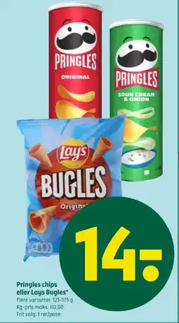 Coop 365 Pringles chips eller Lays Bugles tilbud